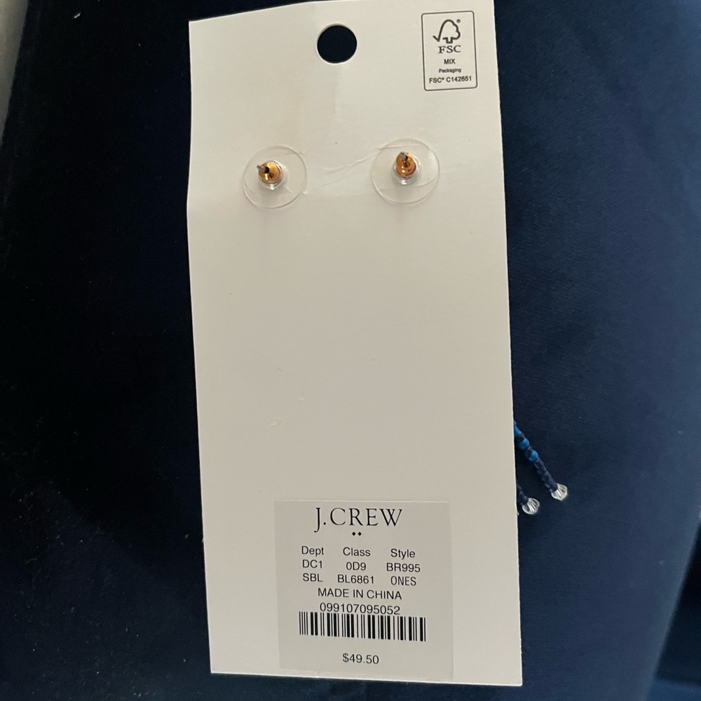 J. Crew Blue Beaded Tassel Earrings - Picture 2 of 2